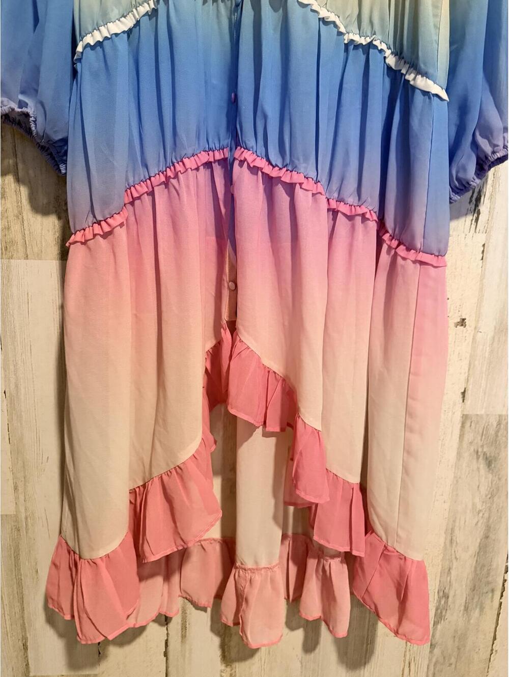 SOLD Women's Size XL Ombre Rainbow Tiered Ruffle Maxi Dress - Picture 15 of 15